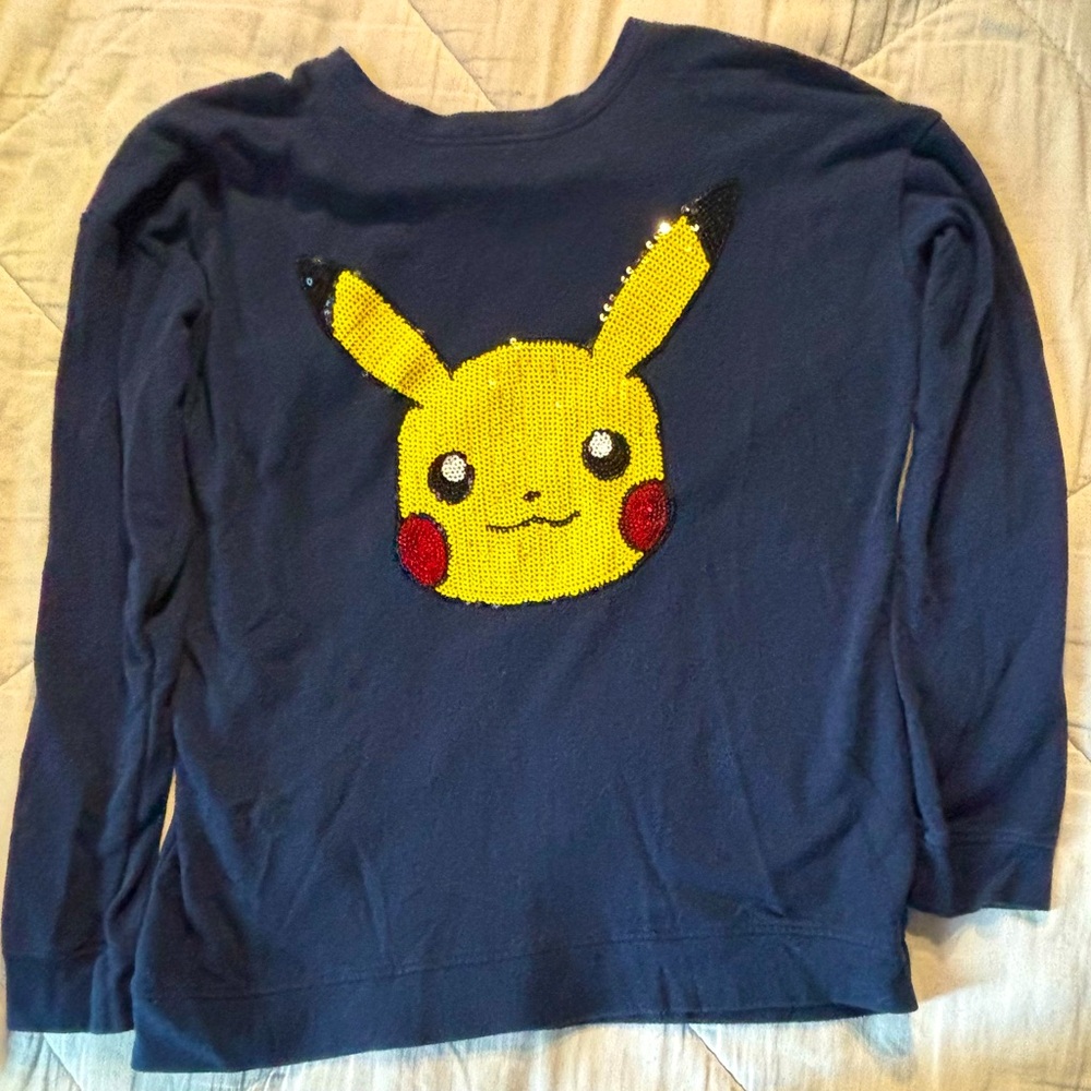 Official Pokémon Pikachu Sequin Pullover Juniors Sweater